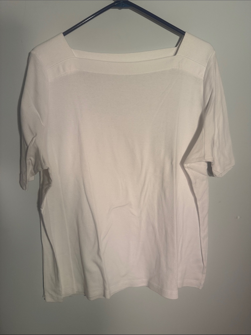 Talbots White Square Neck Short Sleeve Tee